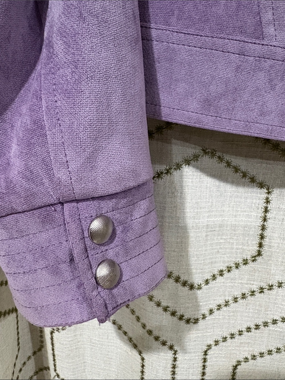 Tribal Faux suede lavender Women's Moto Jacket Size 14 - Picture 7 of 9